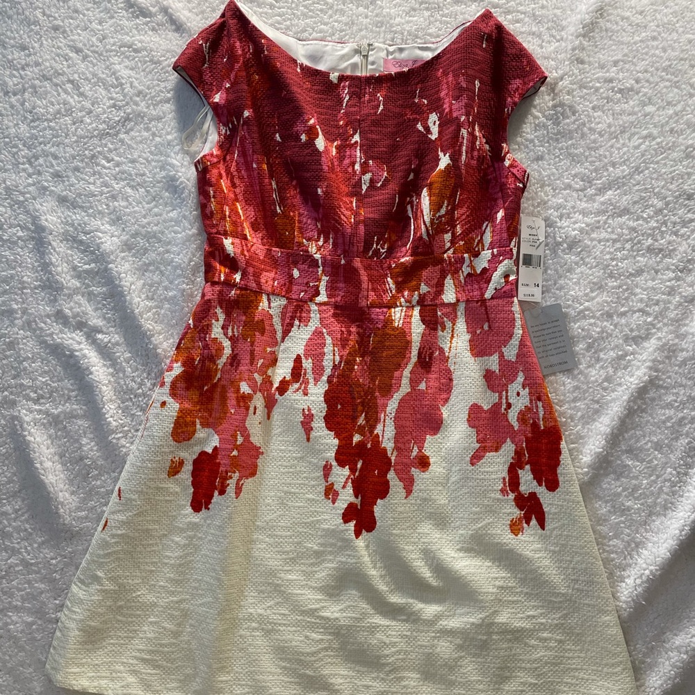 Eliza J New York Pink White dress size Missy 14 - Picture 2 of 4